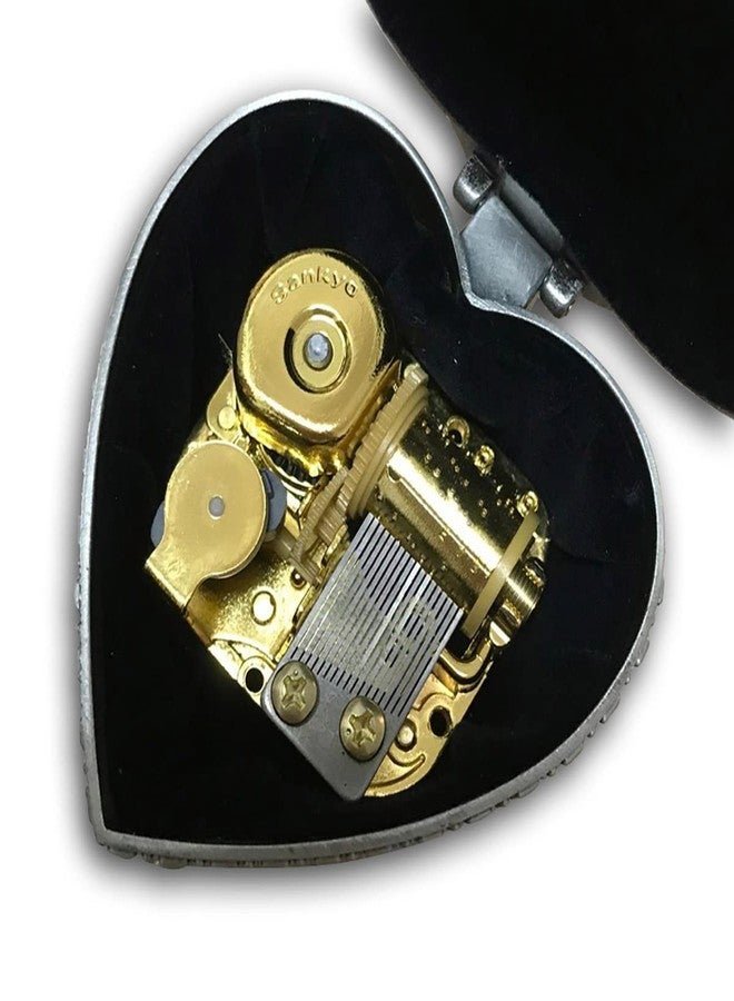 BinkeGG Tin Alloy Heart Shaped Wind up Music Box with Sankyo Musical Mechanism Tune: You are My Sunshine - Image 3